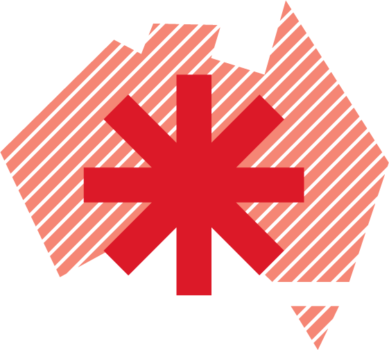 Red asterisk over Australia map