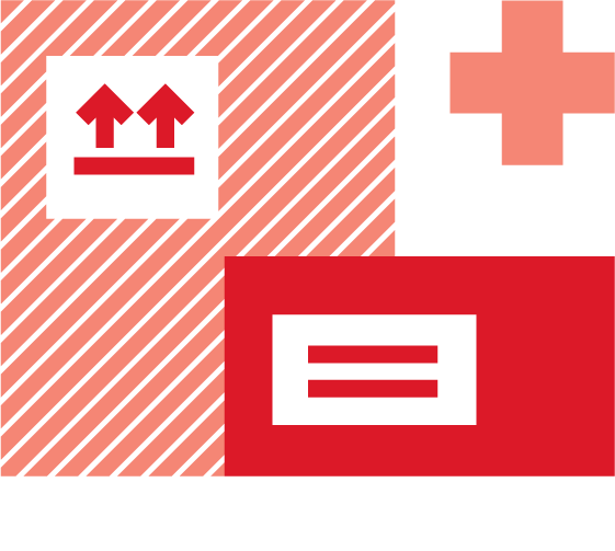 Geometric design with arrows, lines, and cross shapes