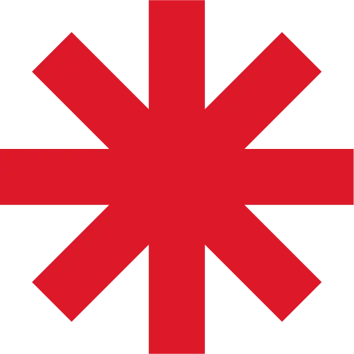 Red six-pointed asterisk symbol
